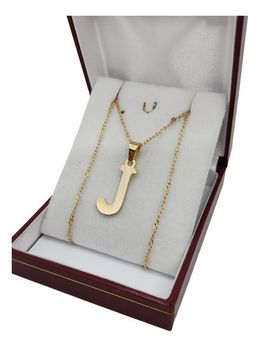 Monarca Joyas Initial Letter J Gold Plated Necklace with Pendant 0