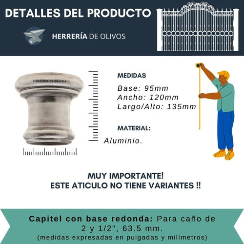 Adornos Para Columnas De Hierro, Capitel Para Caño 2 Y 1/2 1