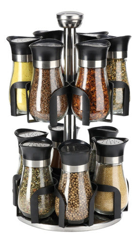 Imback Rotating Spice Rack 12 Jars Round Stainless Steel Organizer 0