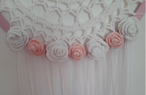 Atrapasueños Mandala Grande Crochet Rosa 2