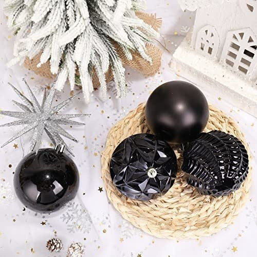 Adornos De Bolas De Navidad (8cm Negro) 20un 3