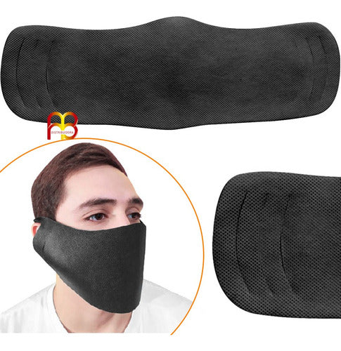 Reusable Black Fabric Face Mask Washable Nose and Mouth Cover Daily Use Without Straps 0