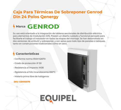 Genrod Caja Para Térmicas De Sobreponer Din 24 Polos Qenergy 1