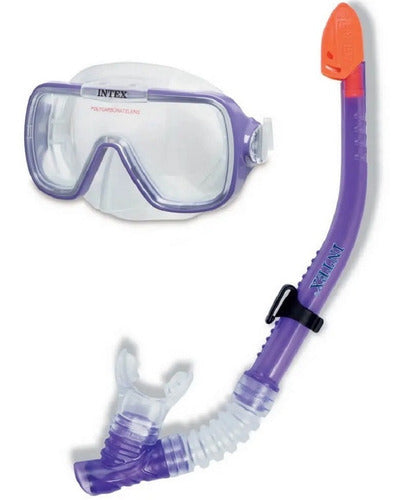 Máscara Para Buceo Intex Set Con Snorkel Wave Rider 0