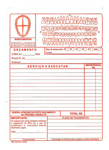 20 Talão Orçamento Blocos Dentista Cada Bloco 50 Folhas 1