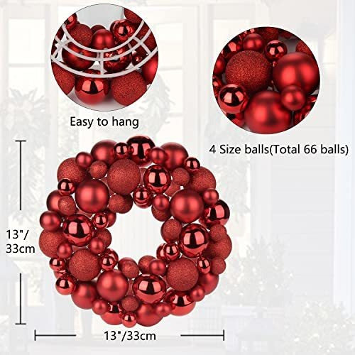 Christmas Ball Wreath Gnflus Red 33cm 5
