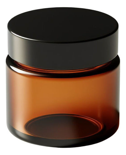 Wheaton 100 Amber Glass Straight Jars 100ml Black Lid 0