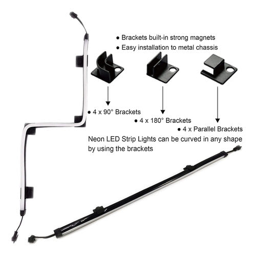 Tira Led Rgb Direccionable Pc 2x40cm P/motherboard Magnética 5