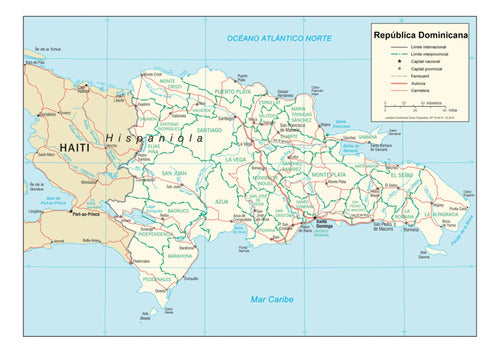 Mapa De La República Dominicana - Tamaño 45x30 Cm 0