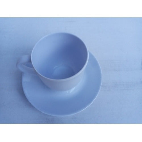 Plastic Ware Set of 6 White Melamine Cups with Saucers 6