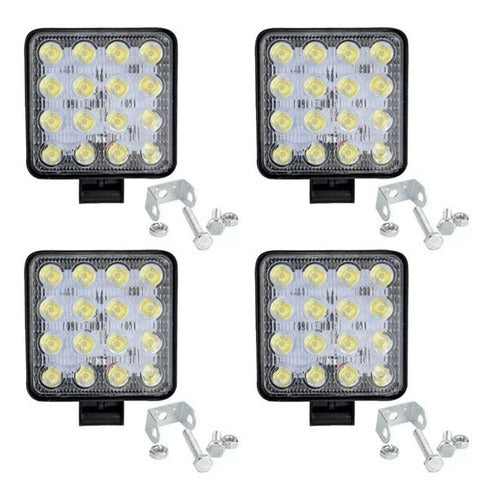 Max Tuning Kit X4 Square Led Light 16 Led 48 Watts 12v/24v Auto Moto 0