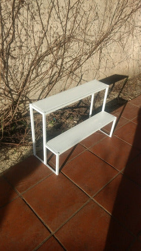 Two-Step White Plant Stand with Matching Wood 2