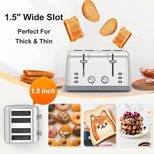 Lainsten 4-Slice Retro Stainless Steel Toaster 4