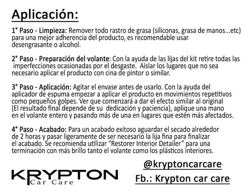 Krypton Car Care Kit Restaurador De Volantes Negro Bora 2,0 4