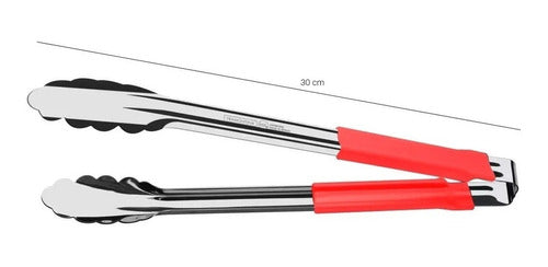 Tramontina Utilitá Stainless Steel Tongs with Red Handle 1