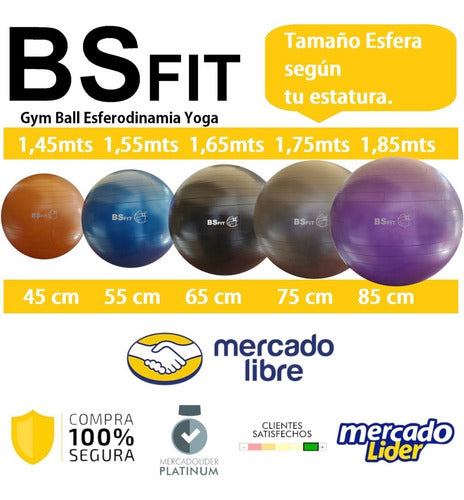 BS Fit Pelota Esferodinamia De 85 Cm + Inflador Fit Gym Ball Pilate 2