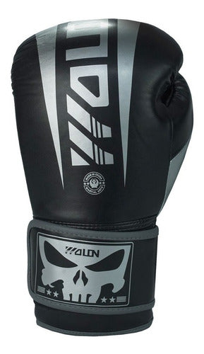 Wolon Synthetic Leather Boxing Gloves 12oz - Black and Grey 2