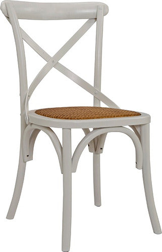 Divino White Dining Chair with Rattan Seat - Model XMS-CB2001 0