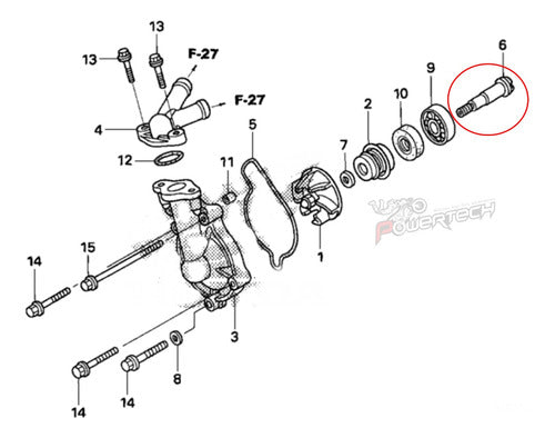 Eje Bomba Agua Honda Trx 450r 2006 - 2009 2