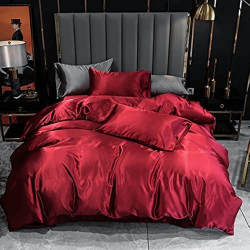 LXHG 3-Piece Luxury Silk Comforter Set with Zipper Closure 0