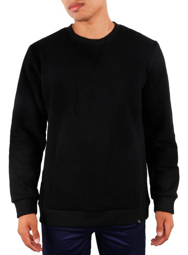 Hifel Men's Round Neck Sweatshirt - Black 0