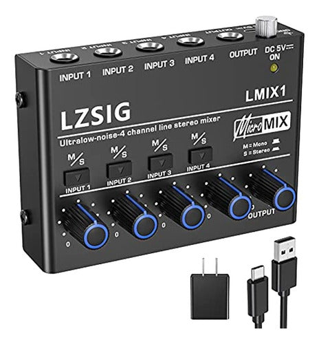 LZSIG 4-Channel Stereo Audio Mixer Minimezclador 0