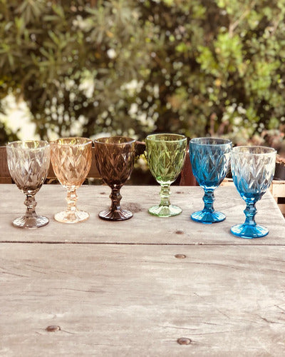 Luciano Duari Set of 6 Cut Glass Goblets 9x16.5 Cms 1