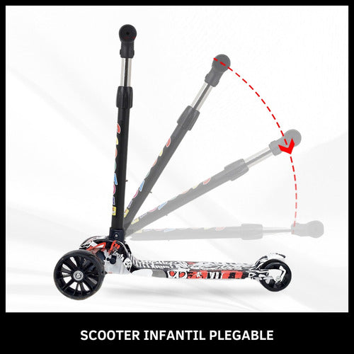 Folding 3-Wheel Kids Scooter with Lights, Adjustable Height 46