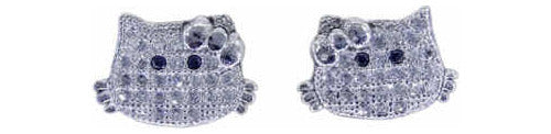 New 925 Silver Kitty Earrings with Cubic Zirconia - Local Store Exclusive !! 0
