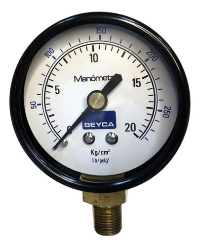 Beyca Manometer 20 Kg/cm² 50 Mm R/ 1/8 Inf. Oil Water Gas 0