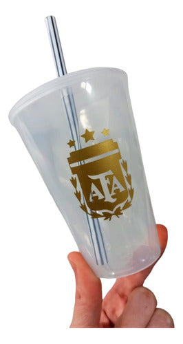 40 Mundial Plastic Cups with Logo & Straw - 400cc Souvenirs 0