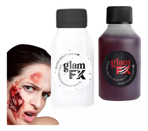 Glam FX Fake Blood and Liquid Latex Kit for Special Effects Makeup 0