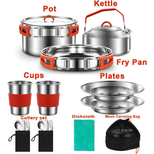 Jorunhe Camping Kitchen Set for 2 People with Accessories 3