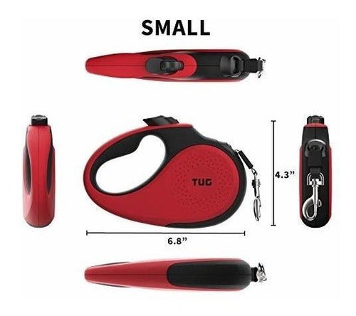 TUG Correa Retractil Para Pasear Perros Tug 360° Rojo Small 1