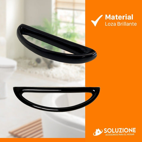 Daccord Toallero Para Baño De Loza Negro Brillante Calidad Premium 3