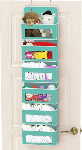 Simple Houseware Over Door/Wall Mount 6 Clear Window Pocket Organizer, Turquoise 0