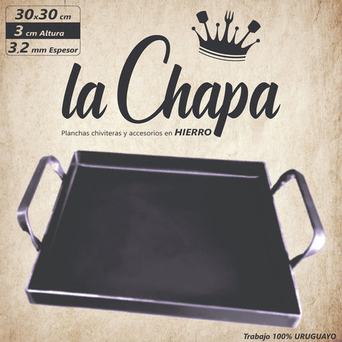 LA CHAPA Plancha Chivitera Cuadrada Hierro 30x30 Cm 1 Hornalla 1