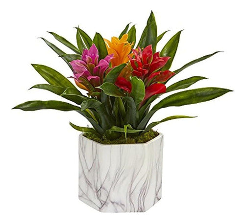 Nearly Natural Casi Natural 8139 Como Bromelia Artificial Silk Vase 0