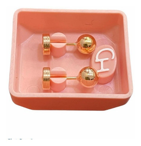 18K Gold Ball Stud Earrings 4.5mm by Ch Belgrano 1