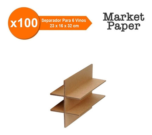 Market Paper Wine Box Separators for 6 Bottles - 100 Units 1