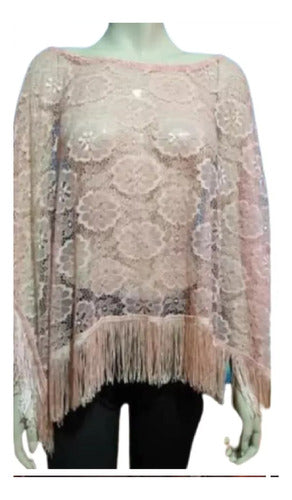 Genérica Free Size Special Cape Poncho in Light Pink Lace for Parties 0