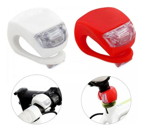 Timalo Silicone LED Bicycle Light Kit White + Red Batteries Included 0