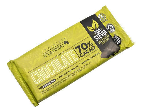 Colonial Semi Amargo 70% Cacao Stevia Chocolate Bar 100g 0