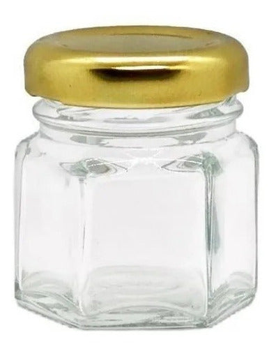Wholesale 45 Hexagonal Jars of 40 cc with Gold Lid Offer 0
