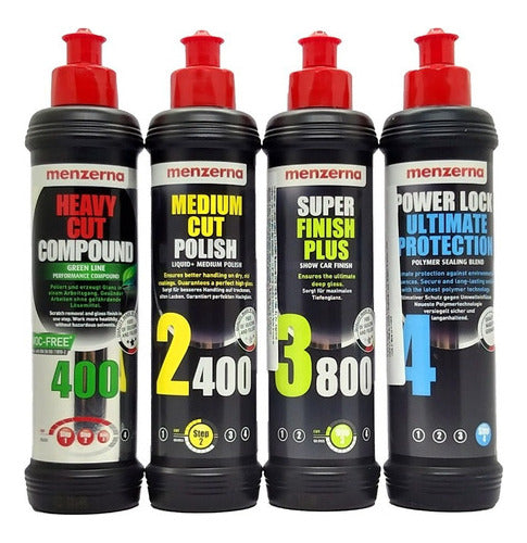 Menzerna Kit 4 Pasos 250ml 400gl+2400+3800+ Power Lock 0