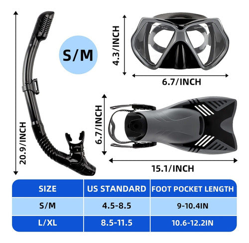 Juego De Esnórquel Con Máscara De Aletas, Esnórquel Con . 5