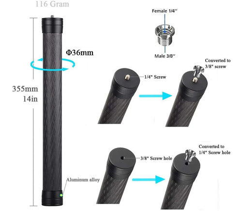 Atoptek Carbon Fiber Monopod | Gimbal Extension Rod 2