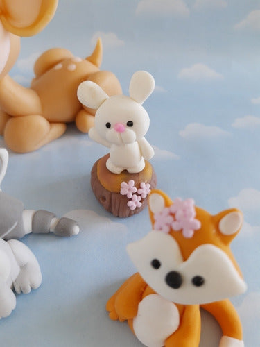 Adorno Torta Animales Del Bosque Nórdicos Porcelana Fría 4