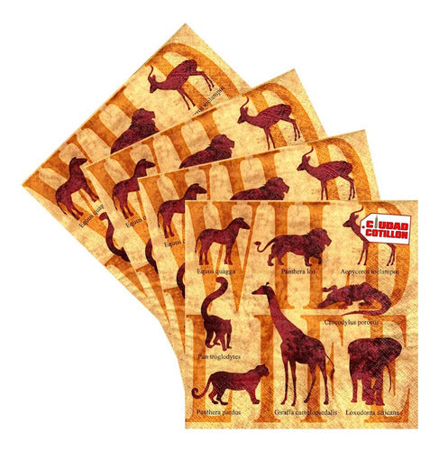 Gold Mundo Safari Napkins Decoration X20 33x33cm 0