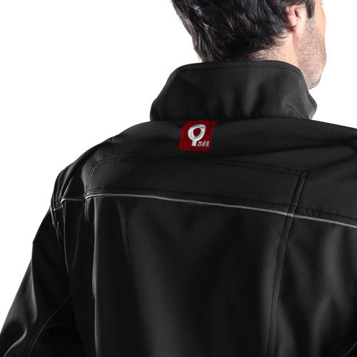 Motorcycle Softshell Kevlar Black Jacket with Qobu Protections 3